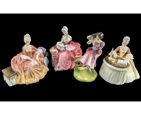 Collection of Four Vintage Royal Doulton Figurines, comprising Penelope, Meditation, Summer HN 2086, and Reverie HN 2306.