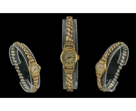 Rolex - Ladies 9ct Gold Mechanical Wrist Watch. c.1950's. Marked 9.375. Signed Rolex to Dial / Movement.