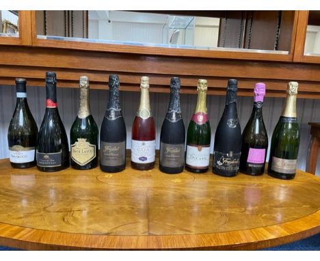 Ten Bottles of Cava and Prosecco, various makes.