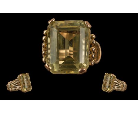 18ct Gold Impressive Single Stone Citrine Set Dress Ring, Gold Marks to Exterior of Shank. The Large and Impressive Faceted C