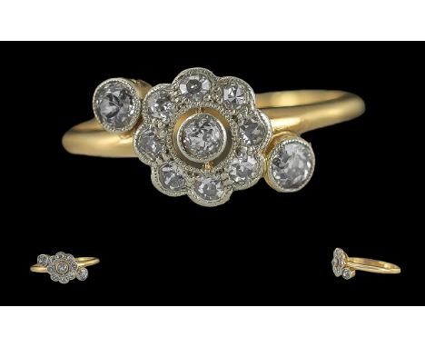 Edwardian Period 1901 - 1910 Ladies 18ct Gold Pleasing Quality Exquisite Diamond Set Ring, Marked 18ct to Interior of Shank. 