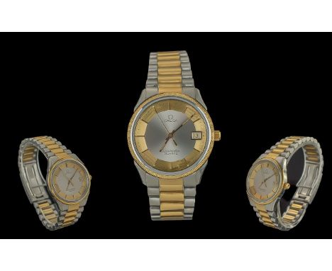 Omega Seamaster Gents - Good Looking Gold Tone and Steel Quartz Wrist Watch, Ref No 1342. c.1970's. Features Excellent Lookin