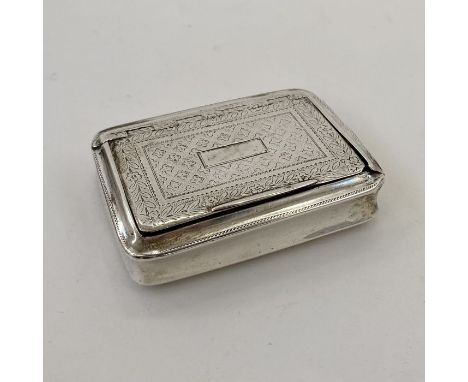 George IV silver snuff box, rectangular, leaf and flower engraved, Birmingham 1817, maker's mark indistinct,&nbsp; Lawrence &