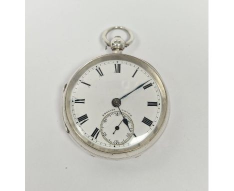 Gent's silver open-faced pocket watch&nbsp;with Roman numerals and subsidiary seconds dial, in engine-turned case&nbsp;Condit