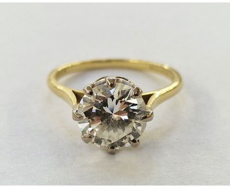 18ct gold and diamond solitaire ring set round brilliant cut diamond, claw set, total diamond weight 2.68ct approx., clarity 