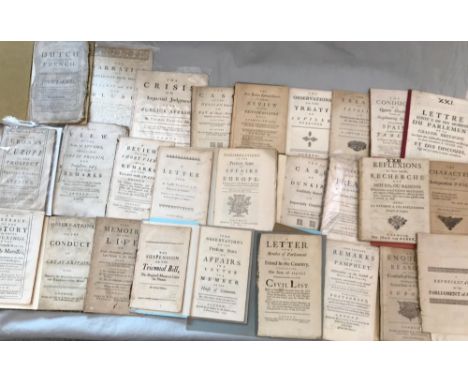 A group of early 18th century political pamphlets, 1713-31, mostly 8vo, including: A Representation of the Parliament of Pari