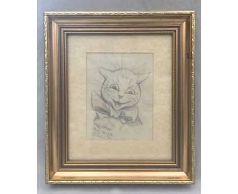 Louis Wain (1860-1939), Smiling cat in bow tie, signed and inscribed lower left "Louis Wain / May 25 1906 / Lincoln's Inn", p