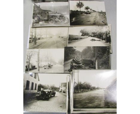 German automobile accidents, a group of approx. 27 silver print police photographs, some reconstructed for the investigation,
