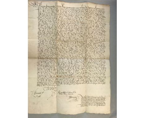 Emperor Charles V (1500-1558), a large signed German manuscript document, probably a decree or announcement, written by a sec