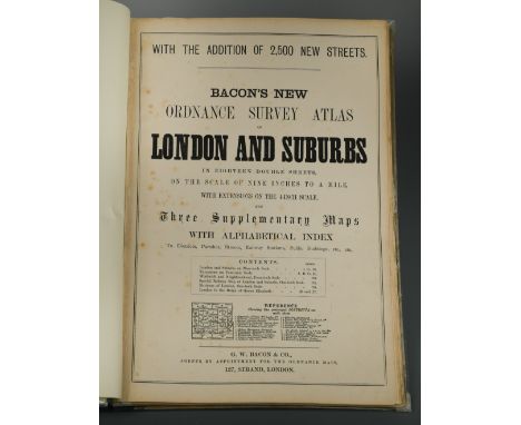 BACON (G W &amp; Co) Bacon's New Large Scale Ordance Survey Atlas of London and Suburbs, 1880, large folio, double page index