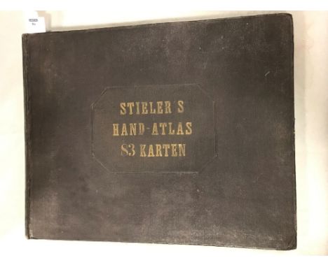 STIELER (A) Hand-Atlas, Gotha [1849], (36 x 44.5cm), numerous maps hand coloured in outline, text part bound in of smaller si