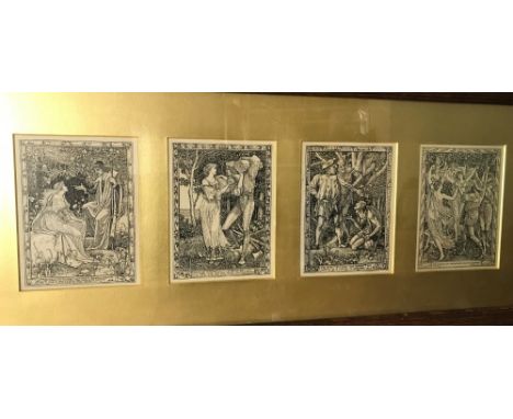 Walter Crane, Eight Illustrations to Shakespeare's Two Gentlemen of Verona, 1894, mounted in two oak frames, one with signed 