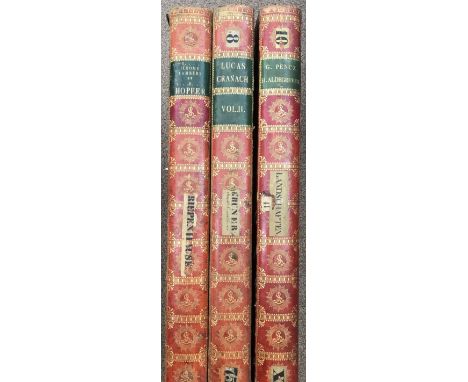 Three leather covered Solander type print boxes, formerly used at the Albertina Museum, Vienna, various spine labels, with ho