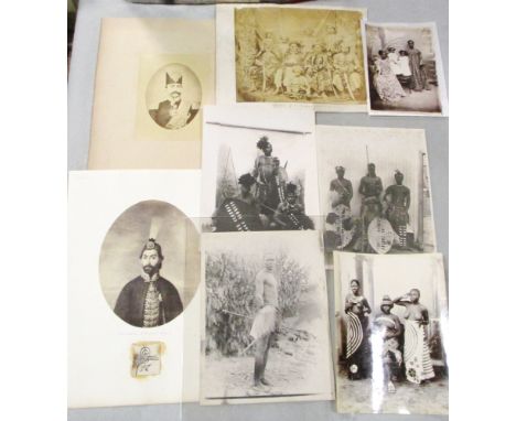 A small group of albumen and silver print photographs of native peoples from various countries including Madagascar, Zulus, t