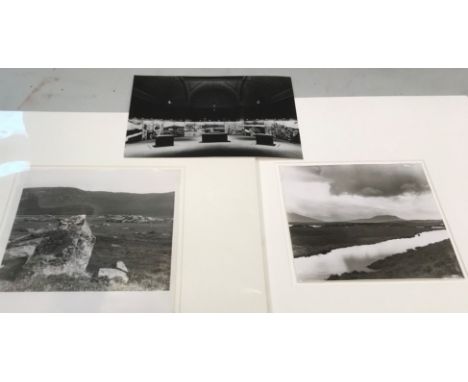 BRANDT (Bill), two silver print photographs of landscapes, 19 x 19cm, with another photograph of a display incorporating larg