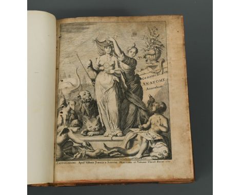 BLASIUS (Gerardus) Anatome Animalium. Amsterdam 1681, first edition, 4to, engraved frontispiece and 65 plates, all rather ton