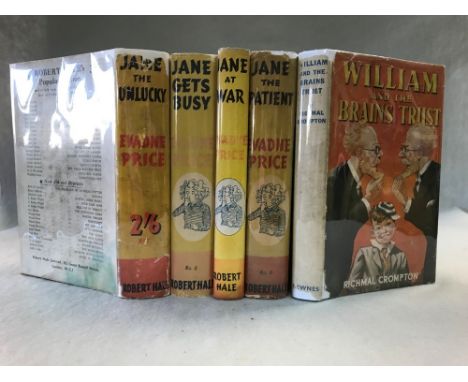 CROMPTON (Richmal) William and the Brains Trust, first edition 1945, in chipped dust jacket; PRICE (Evadne) four Jane series 