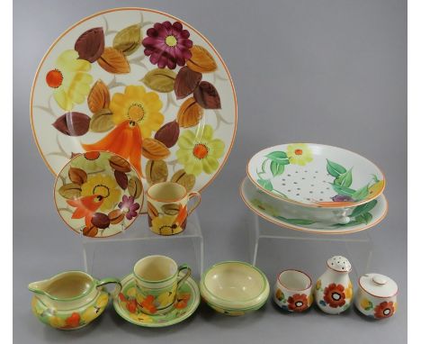 A group of early twentieth century art deco period Grays Pottery floral patterned wares, c. 1910-30. To include a large flora