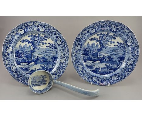 A group of early nineteenth century blue and white transfer-printed Swansea wares, c.1820-30. To include: two Ladies of Llang