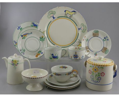 A mixed group of early twentieth century art deco period Grays Pottery wares c. 1910-30. Comprising of: a large plate Susie C