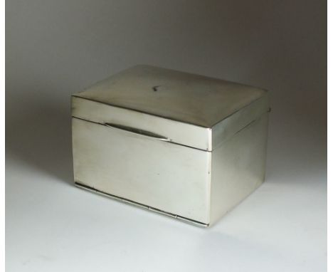 An Edwardian silver mounted playing card box, Deakin & Francis Ltd, Birmingham 1903, of rectangular plain polished form, the 