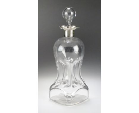 A Victorian silver mounted glass decanter, William Hutton & Sons Ltd, London 1894, the glass decanter of waisted form with qu