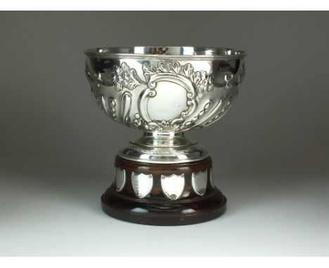 An Edwardian silver pedestal rose bowl, William Hutton & Sons Ltd, London 1905, of circular form with embossed scroll and flo