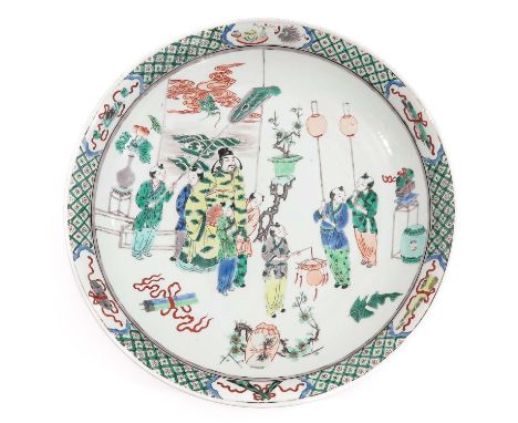 Decorated with Chinese figures, Kangxi mark, 43 cm. in diameter. 