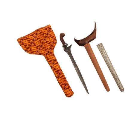 Carved wood handle set with clear stones, 50 cm. long. This lot will not be shipped.We can not ship this item. Customer must 