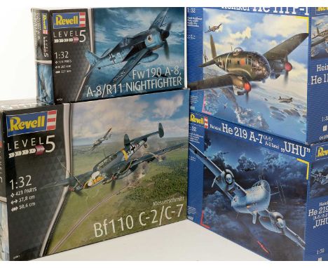  Twelve Revell model constructor kits, 1:32 scale, No's. 04666, 04696, 03829, 03886, 03837, 03875, 04723, 04665, 04995, 0396,