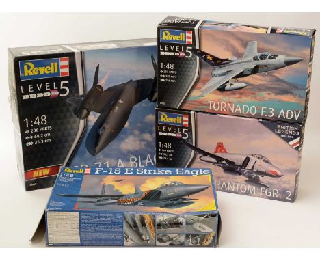  Twelve Revell model constructor kits, 1:48 scale, No's. 03832, 04613, 04962, 03925, 04550, 03856, 85-5317, 04598, 04924, 045