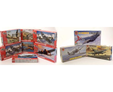 Ten Airfix model constructor kits, 1:48 scale, No's. 07122, 06101, 07106, A07114, A09191, A50160, A07115, A06106, A09186, A07