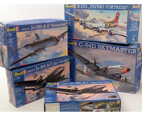 Six Revell model constructor kits, 1:72 scale,  No's. 04285, 04340, 04283, 04285, 04936, 04877, boxed.