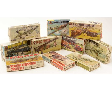 Ten Airfix model constructor kits, 1:72 scale, No's. 02037-8, 03025-8, 03302-2, 03019-3, 03017-7, 61065-2, 902304, 02018-7, 0