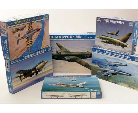 Eight Trumpeter model constructor kits, 1:72 scale, No’s. 01617, 01650, 01616, 01631, 01605; 1:48 scale, No’s. 02826, 02820, 