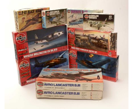 Ten Airfix model constructor kits, 1:72 scale, No's. A08021, A08019, A08002-0, 908002, A06304, 04006-0, 04014-1, 903019, 9030