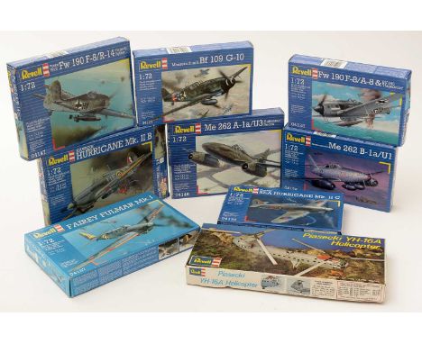  Nine Revell model constructor kits, 1:72 scale, No's. 0439, H-138, 04136, 04135, 04147, 04107, 04127, 04146, 04189, boxed.