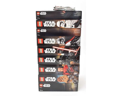 A collection of LEGO Star Wars buildable figures, all boxed, including: General Grievous, 75112; Jango Fett, 75107; Kylo Ren,