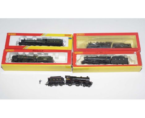 Five Hornby 00-gauge  locomotives and tenders, to include: Charterhouse 903 Southern, New York Central 1147, Adderley Hall 49