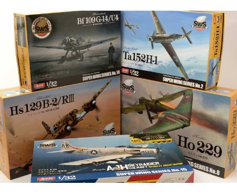 Five Zoukei-Mura Inc. model constructor kits, 1:32 scale, Super-Wing Series, No's. 2, 8, 15, 17, 18, boxed.   boxed.