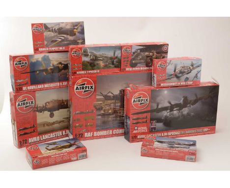 Ten Airfix model constructor kits, 1:72 scale, No's. A02062, A02109, A02065, A02096, A02339, A02041, A04023, A09007, A08001, 