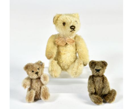 Steiff, 3 Bären, 10-15 cm, Germany 50er/60er Jahre, 1x mit Knopf, Z 2-3