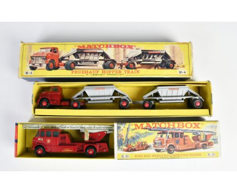 Matchbox, K-15 Fire Engine &amp; M-4 Fruehauf Hopper Train, England, Druckguss, Okt, Z 1-2