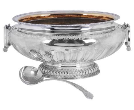 An Impressive Modern Silver Two-Handled Punch Bowl/ Jardiniere, by James Dixon & Sons, Sheffield 1998:
In the early 18th cent