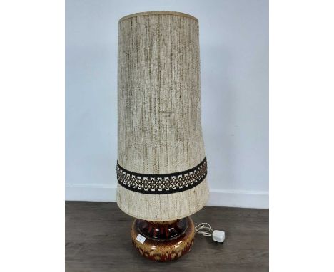 WEST GERMAN POTTERY TABLE LAMP, with shade84cm high, 95cm wide