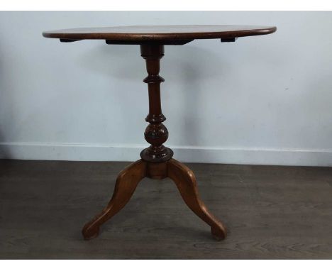 VICTORIAN MAHOGANY TEA TABLE, ALONG WITH AN EDWARDIAN SUTHERLAND TEA TABLE the Victorian table with oval top and on pillar an