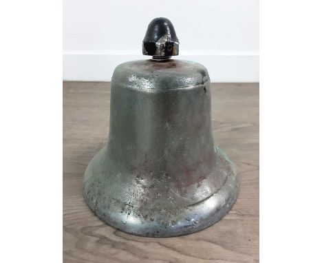 ST MUNGO BELL, ALONG WITH THREE LAMPS the bell inscribed and dated 1959, the lamps comprising a Victorian brass oil lamp with