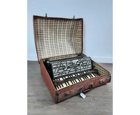 HOHNER VERDI III ACCORDION, cased, black with white metal features