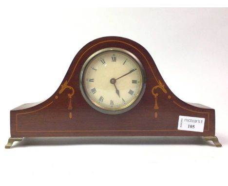 EDWARDIAN MAHOGANY MANTEL CLOCK, with Roman numerals16cm x 32cm