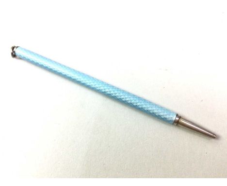 SILVER RETRACTABLE PENCIL, EARLY/MID 20TH CENTURY  with pale blue guilloche enamel casing10cm long Qty: 7g gross